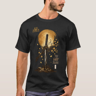 Das letzte Blatt - Goldenes japanisches Katana und T-Shirt