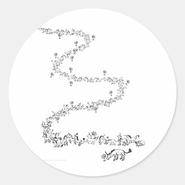 "Das letzte Einhorn" Runder Aufkleber (Vorderseite)