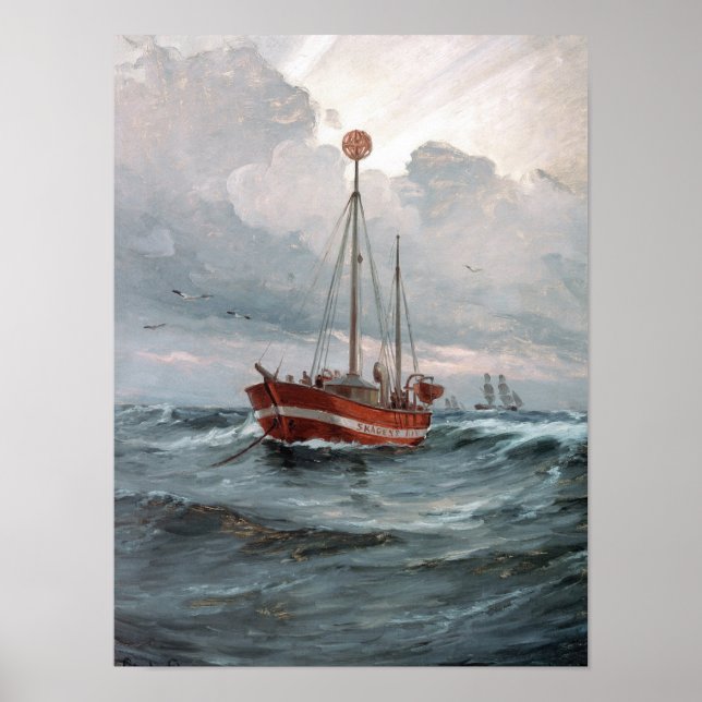 Das Leuchtschiff in Skagen Reef Painting Poster (Vorne)