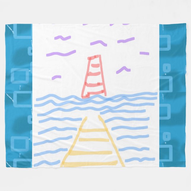 Das Leuchtturm und das Pier Fleece Blanket (Vorderseite (Horizontal))