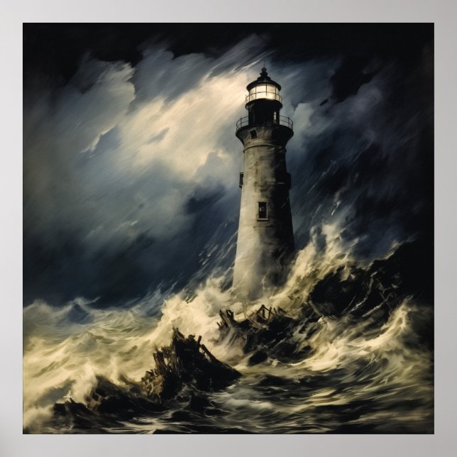 Das Leuchtturm von Storm Fine Art Poster (Vorne)