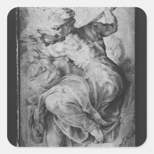 Das libysche Sibyl nach Michangelo Buonarroti Quadratischer Aufkleber