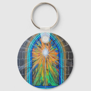 Das Licht 3 Kirchenfenster aus Buntglas    Schlüsselanhänger