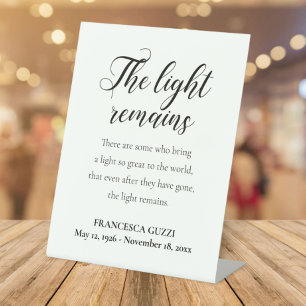 Das Licht bleibt der Handwriting-Gedenkdienst Sockelschild