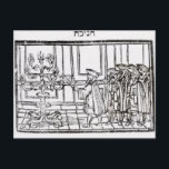 Das Licht der Menorah Postkarte<br><div class="desc">Die Beleuchtung der Menorah (Holzschnitt) der jüdischen Schule in einer privaten Sammlung.</div>