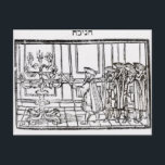 Das Licht der Menorah Postkarte<br><div class="desc">Die Beleuchtung der Menorah (Holzschnitt) der jüdischen Schule in einer privaten Sammlung.</div>