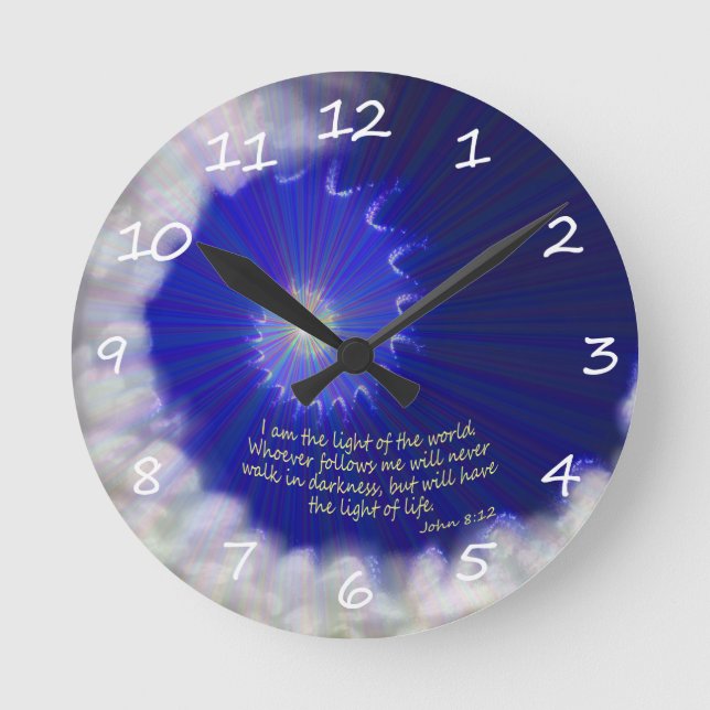 Das Licht der Welt Runde Wanduhr (Vorderseite)