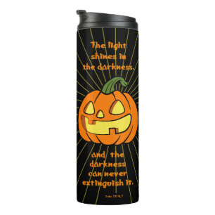 Das Licht strahlt in der Dunkelheit Jack-o-Laterne Thermosbecher
