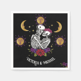 Das liebenswerte Skeleton Couple Gothic-Tarot Serviette
