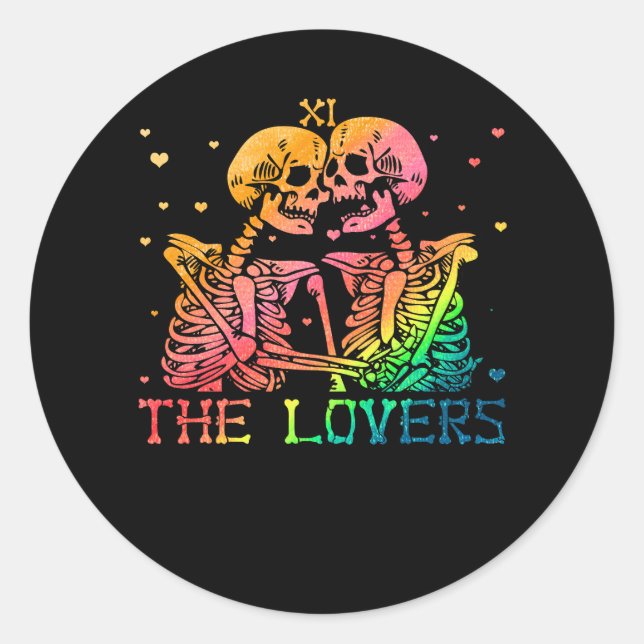 Das Lieblings-Tarot Rainbow-Skelett Gay Lesbian LG Runder Aufkleber (Vorderseite)