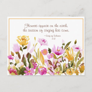 Das Lied von Solomon 2:12 Blume erscheint auf der Postkarte