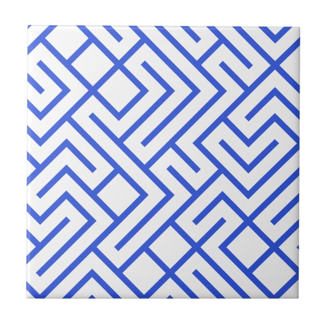 Das lined Labyrinth Type Blue Muster Fliese (Vorderseite)
