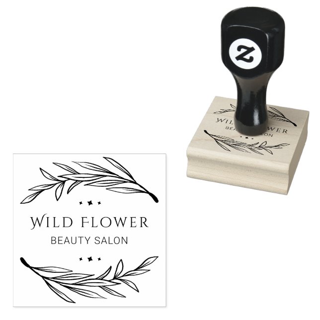 Das Logo "Black Botanical Blätter Custom Beauty Sa Gummistempel (Stempel)