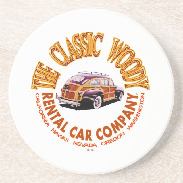 Das Logo der "Classic Woody Rental Car Company" Ve Getränkeuntersetzer (Vorne)