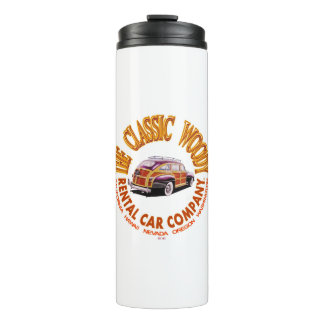 Das Logo der "Classic Woody Rental Car Company" Ve Thermosbecher
