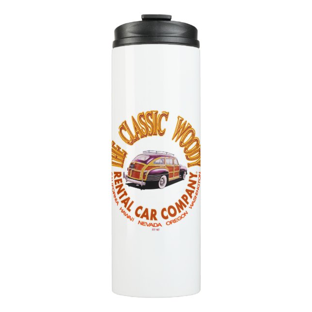 Das Logo der "Classic Woody Rental Car Company" Ve Thermosbecher (Vorderseite)