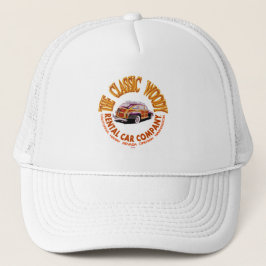 Das Logo der "Classic Woody Rental Car Company" Ve Truckerkappe