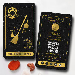 Das Logo des Celestial Tarot Black Gold Cleaning M Visitenkarte
