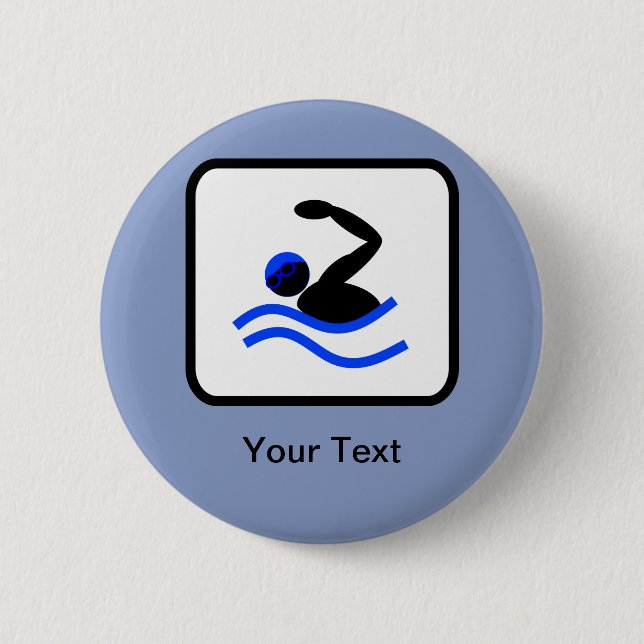 Das Logo des Schwimmers ist individuell anpassbar Button (Vorderseite)