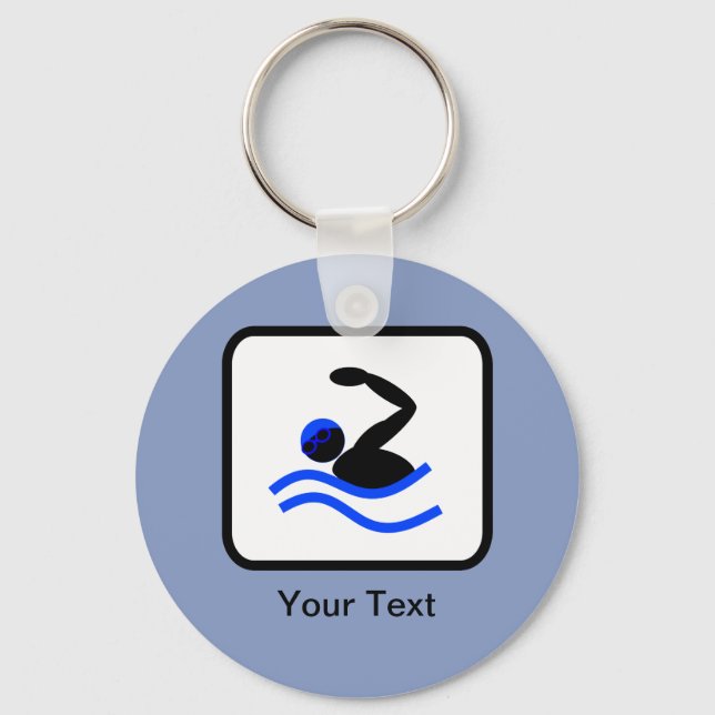 Das Logo des Schwimmers ist individuell anpassbar Schlüsselanhänger (Vorderseite)