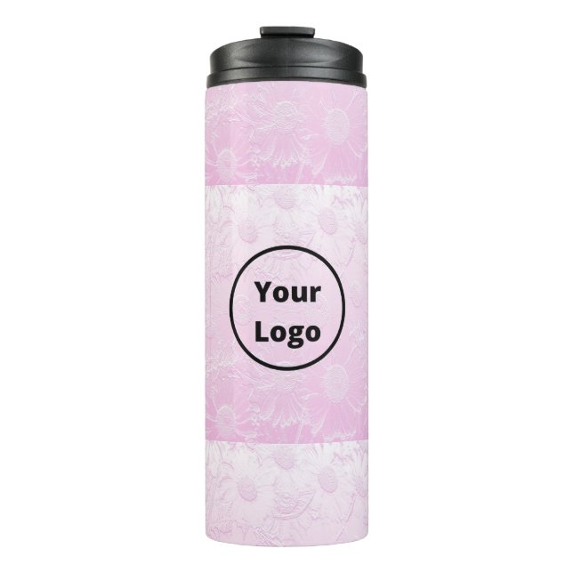 Das Logo ist in Rosa eingeprägt Thermosbecher (Vorderseite)