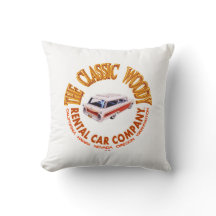 Das Logo-Kissen der Firma "Classic Woody Rental Ca