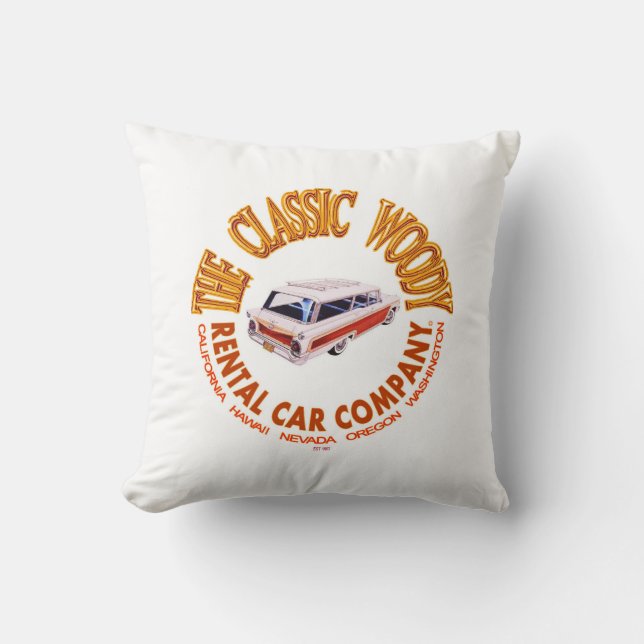 Das Logo-Kissen der Firma "Classic Woody Rental Ca Kissen (Vorderseite)
