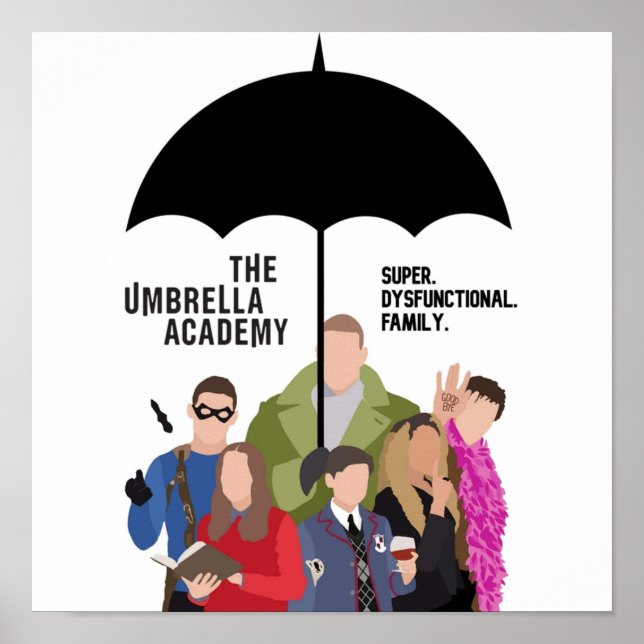 Das Logo "Umbrella Academy Silhouette Quote Black" Poster (Vorne)