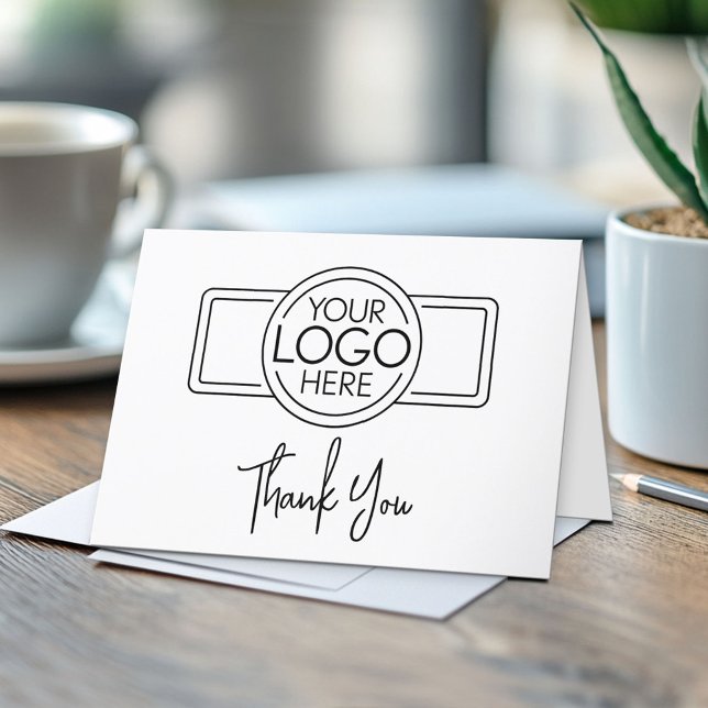 Das Logo vorne einfügen - QR-Code-Rückseite Dankeskarte (Custom Logo Thank You Note Card - Optional QR Code on Back)