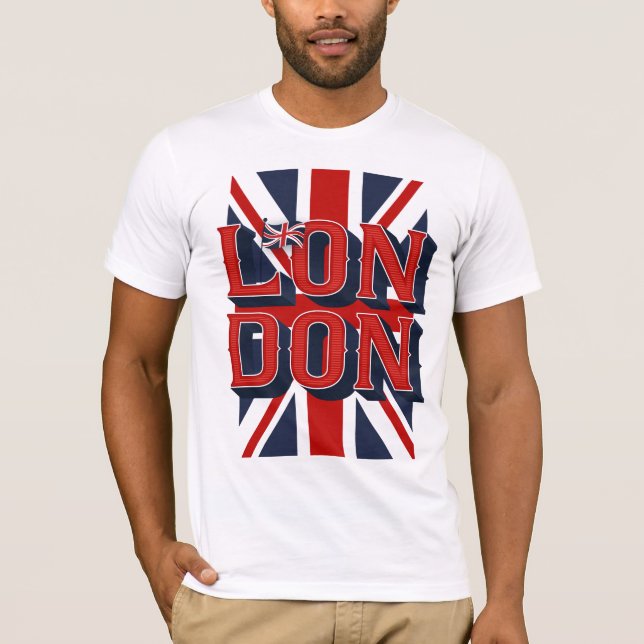 Das London-Flaggen-T - Shirt/Weiß der Männer T-Shirt (Vorderseite)