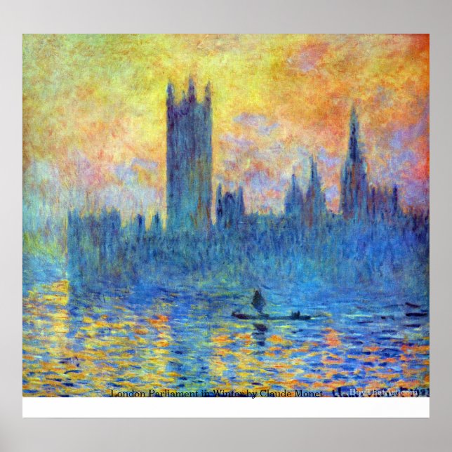 Das Londoner Parlament im Winter von Claude Monet Poster (Vorne)