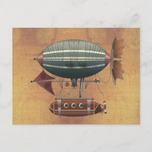 Das Luftschiff Aleutian Steampunk-Flugmaschine Postkarte