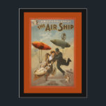 Das Luftschiff eine Komödie Postkarte<br><div class="desc">Humorvolle Kunst/Illustration/Werbung für ein Musical. Die Kunstwerke zeigen Polizisten und Frauen mit Rollen und Zwillingen. Jahrhundert Futurismus von Albert Robida.</div>
