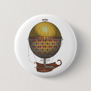 Das Luftschiff Nautisme Steampunk-Flugmaschine Button