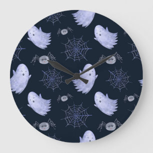 Das lustige Ghost Spider Halloween Muster. Große Wanduhr