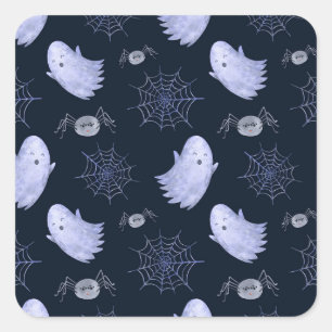 Das lustige Ghost Spider Halloween Muster. Quadratischer Aufkleber