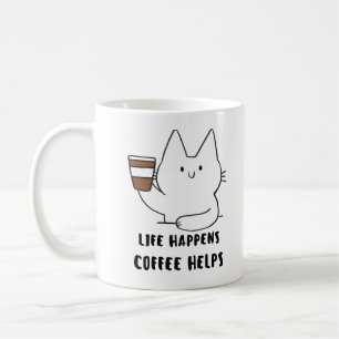 Das lustige Kaffeekonzept, das Leben, die Kaffeehi Kaffeetasse