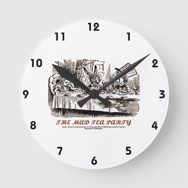 Das Mad Tea Party (Alice Mad Hatter Lewis Carroll) Runde Wanduhr (Vorderseite)