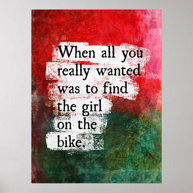 Das Mädchen auf dem Bike-Plakat Kunst Poster (Vorne)