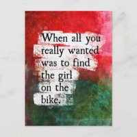 Das Mädchen auf der Bike-Postkarte
