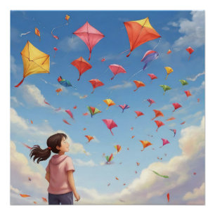 das Mädchen, das die Drachen beobachtet Poster