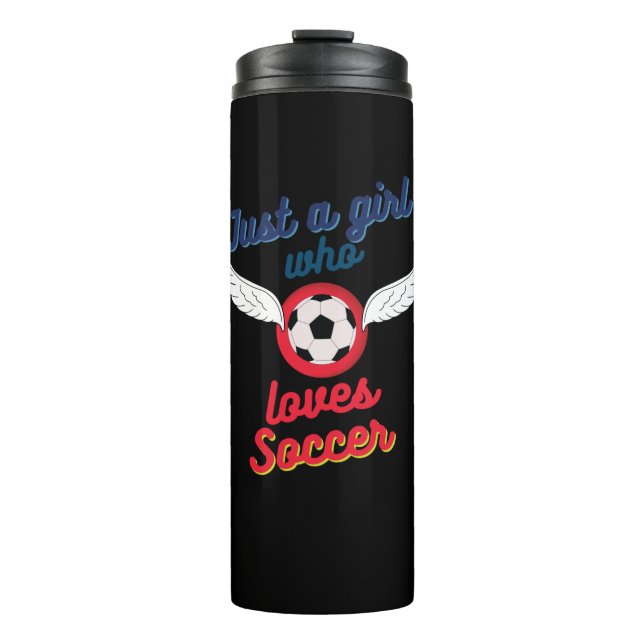 Das Mädchen, das Fußball Lieben Thermosbecher (Vorderseite)