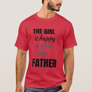 das Mädchen glücklich mit dem Vater Junge T-Shirt