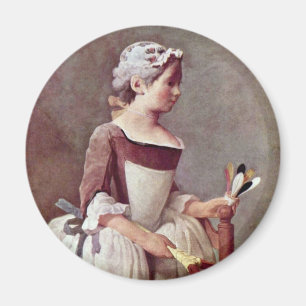 Das Mädchen mit dem Federball von Chardin Jean-Bap Magnet