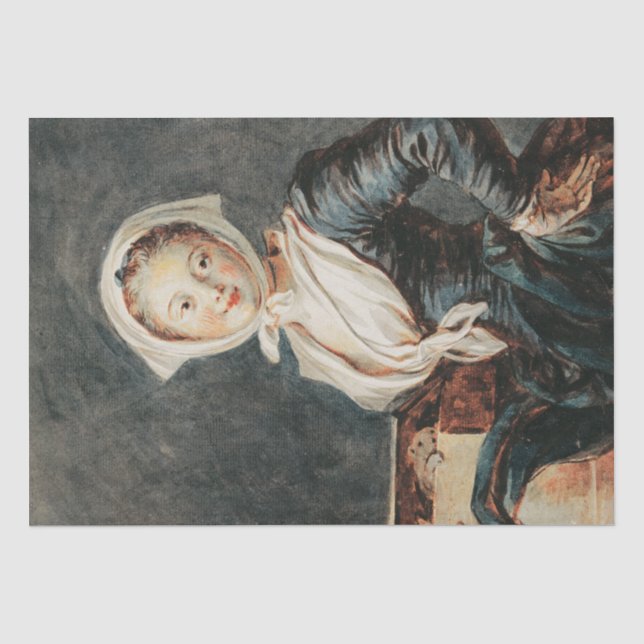 Das Mädchen mit dem Marmot von Fragonard Seidenpapier (Vorderseite)