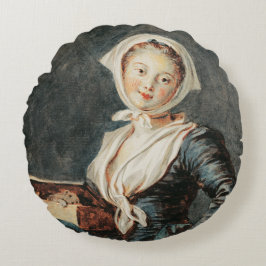 Das Mädchen mit dem Murmeltier durch Fragonard Rundes Kissen