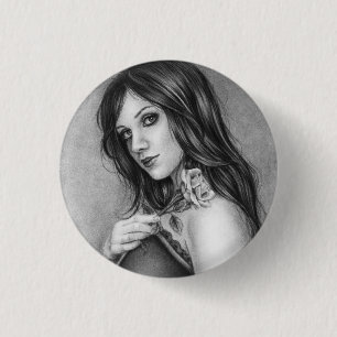 Das Mädchen mit dem Rose Knopf Button