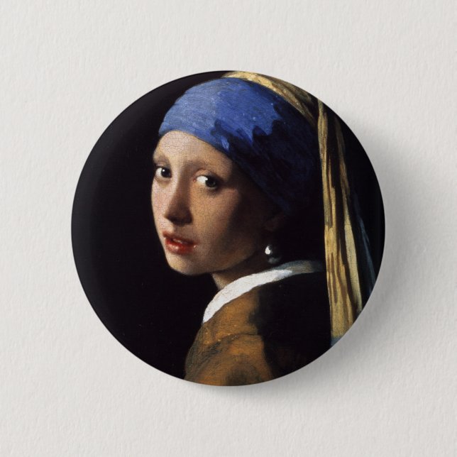 Das Mädchen mit der Perle von Vermeer Button (Vorderseite)