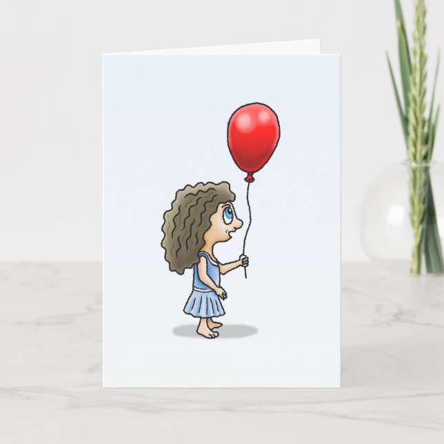 Das Mädchen mit der Red Balloon Birthday Card Karte (Vorderseite)