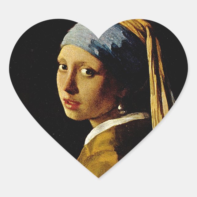 Das Mädchen mit einem Turban/Mädchen mit dem Perle Herz-Aufkleber (Vorderseite)